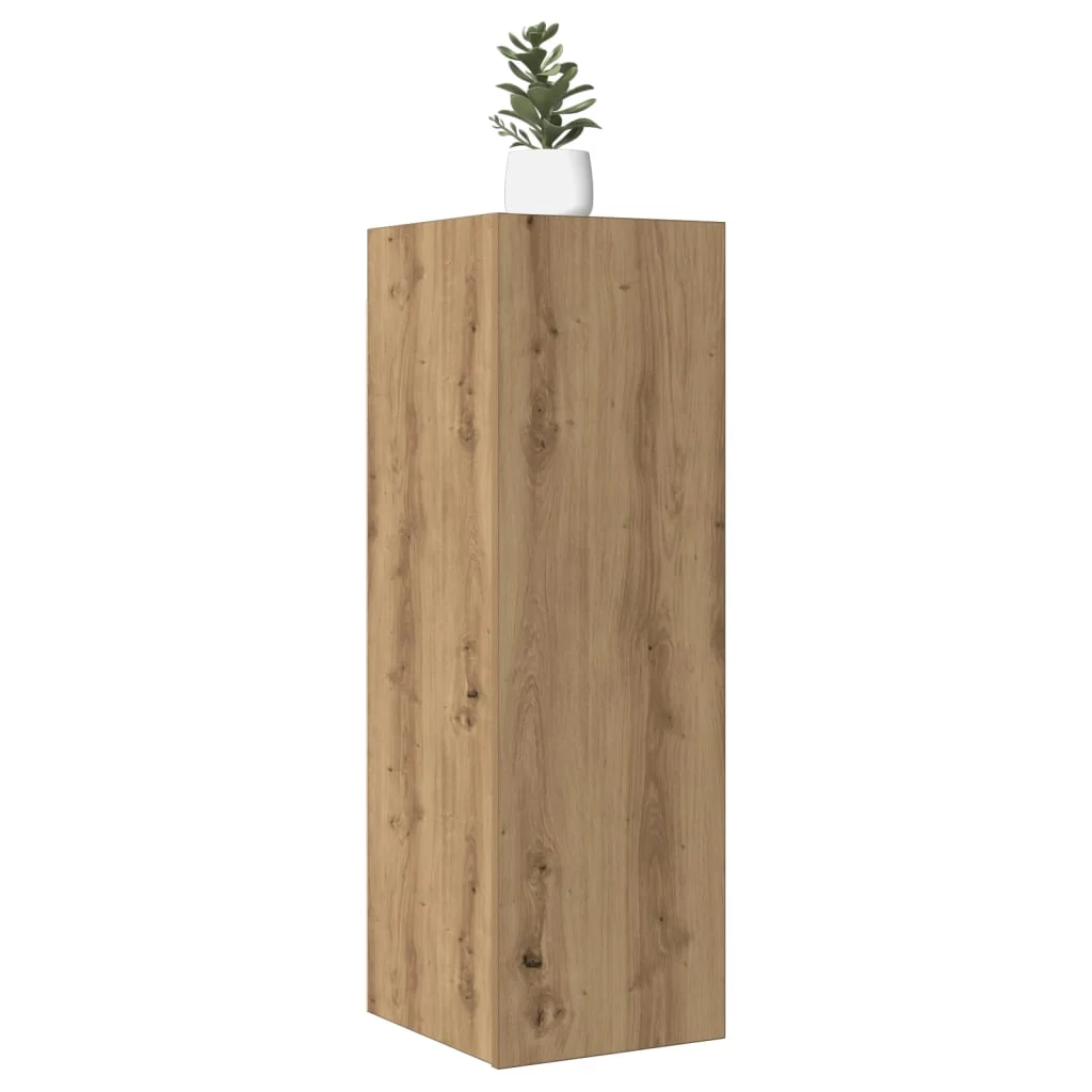 Kézműves tölgy színű szerelt fa TV-szekrény 30,5 x 30 x 90 cm