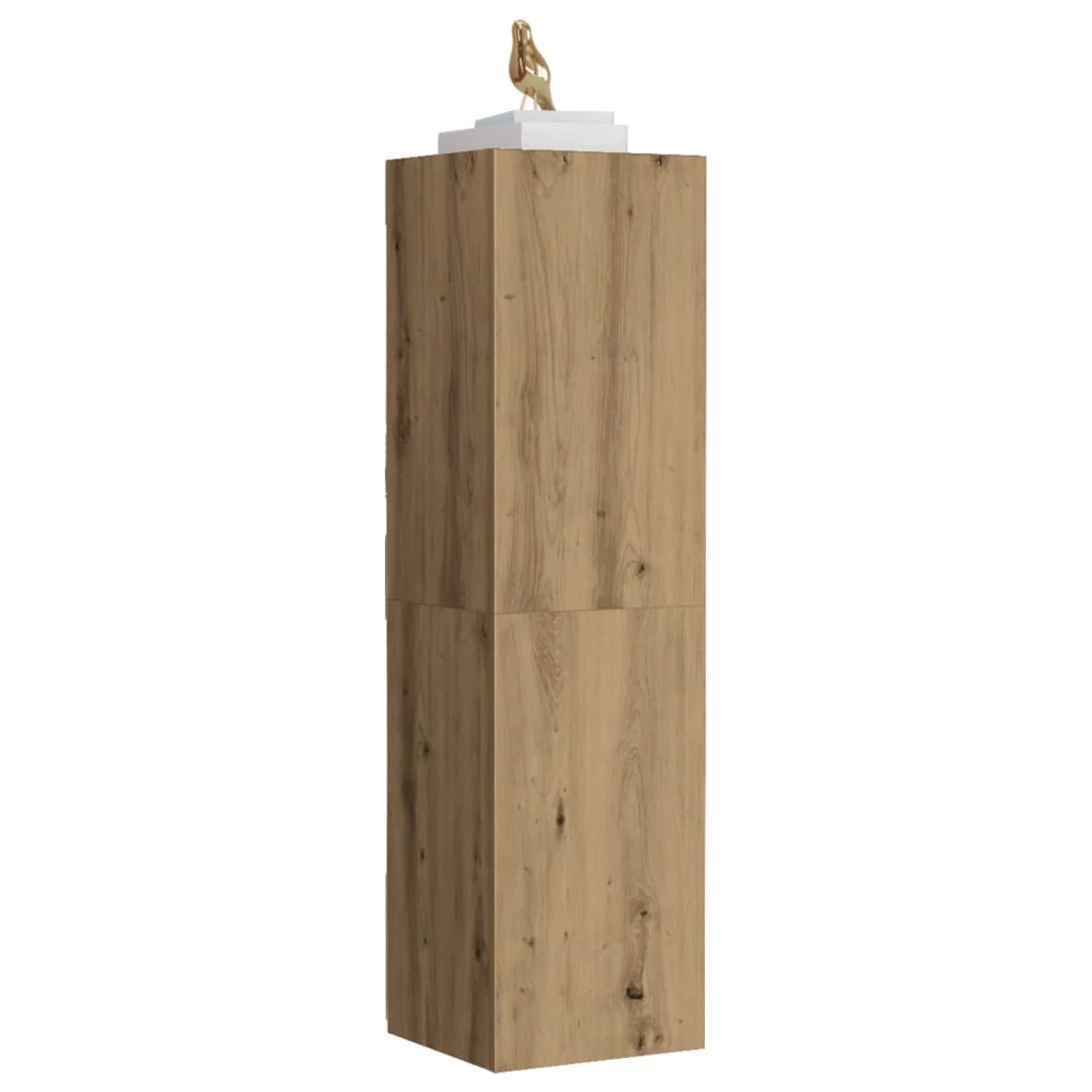 Kézműves tölgy színű szerelt fa TV-szekrény 30,5 x 30 x 110 cm
