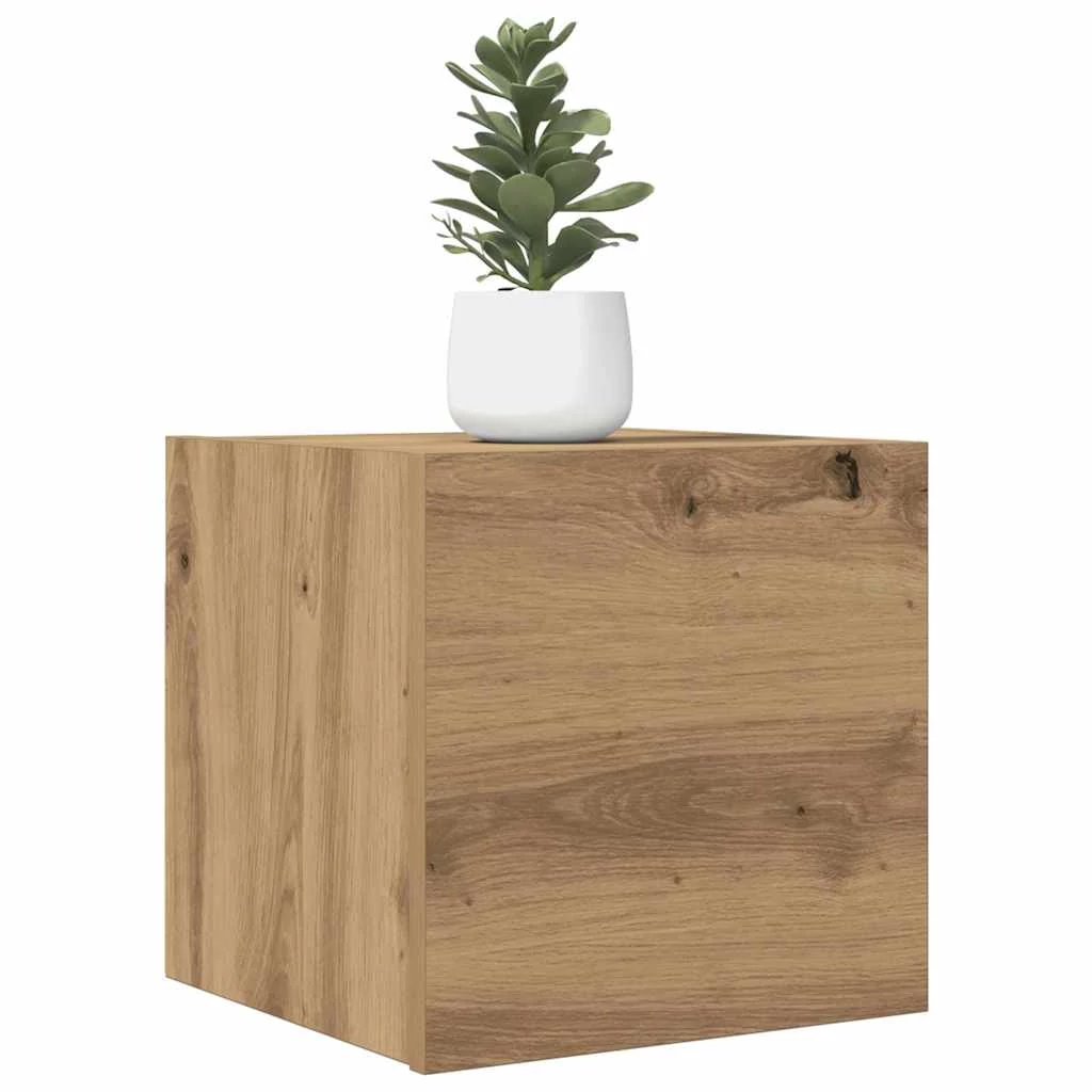 2 db kézműves tölgy falra szerelhető TV-szekrény 30,5x30x30 cm