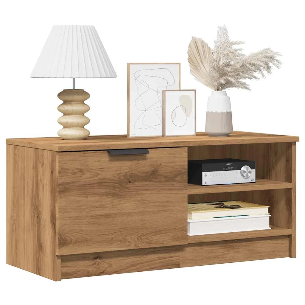 2 db barna tölgy színű szerelt fa TV-szekrény 80x35x36,5 cm
