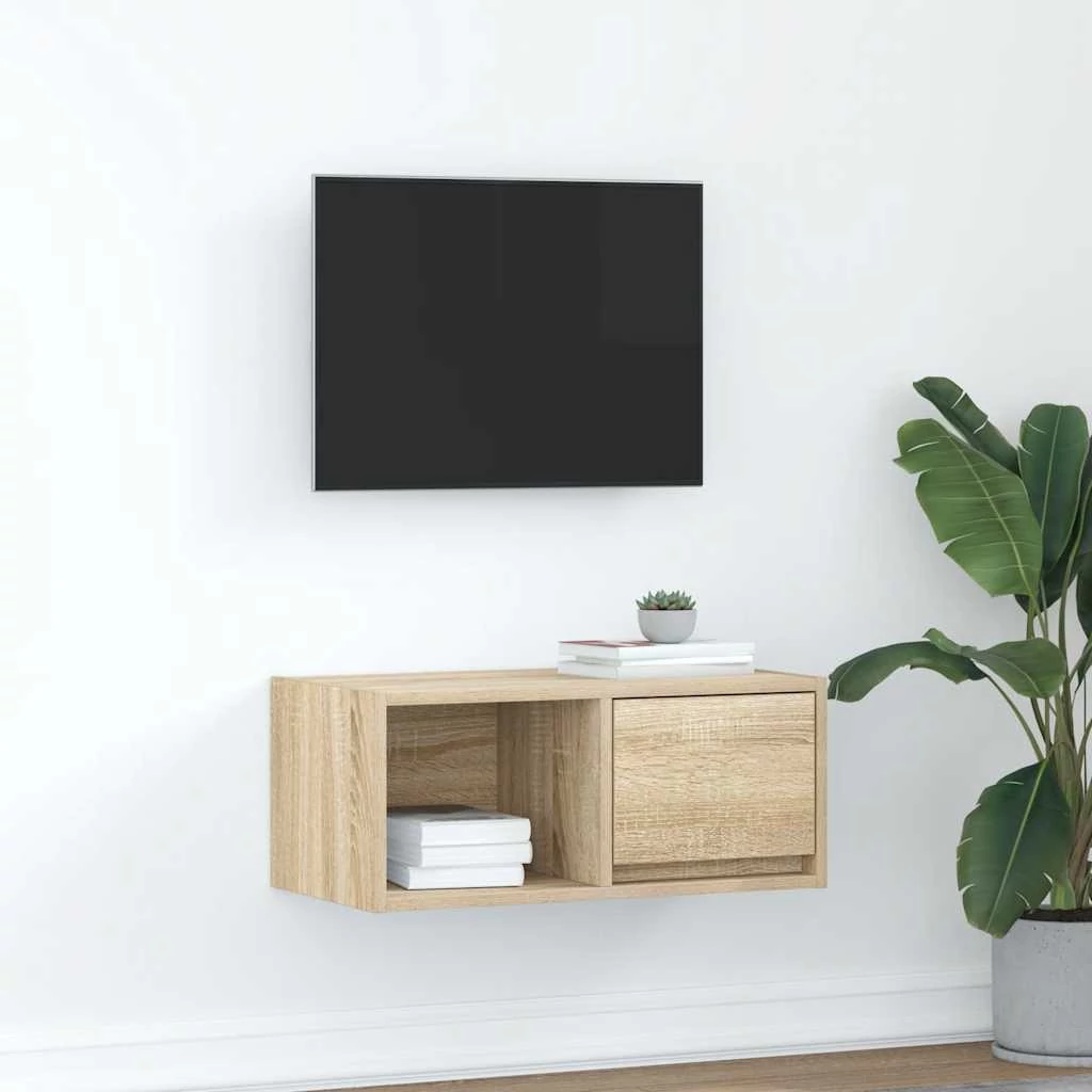 Sonoma tölgy színű szerelt fa fali TV-szekrény 60x31x25,5 cm