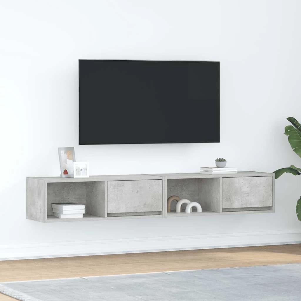 2 db betonszürke szerelt fa TV-szekrény 80x31x25,5 cm