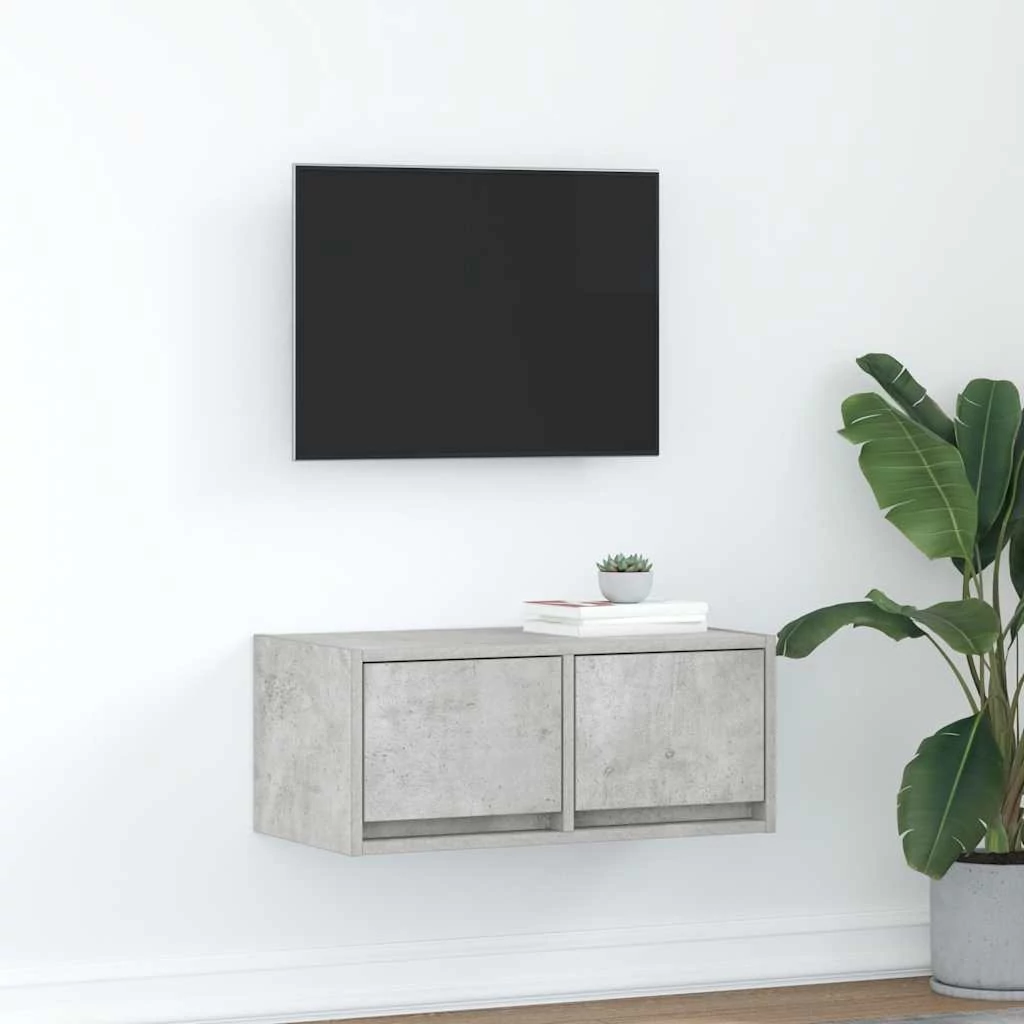 Betonszürke szerelt fa TV-szekrény 60x31x25,5 cm