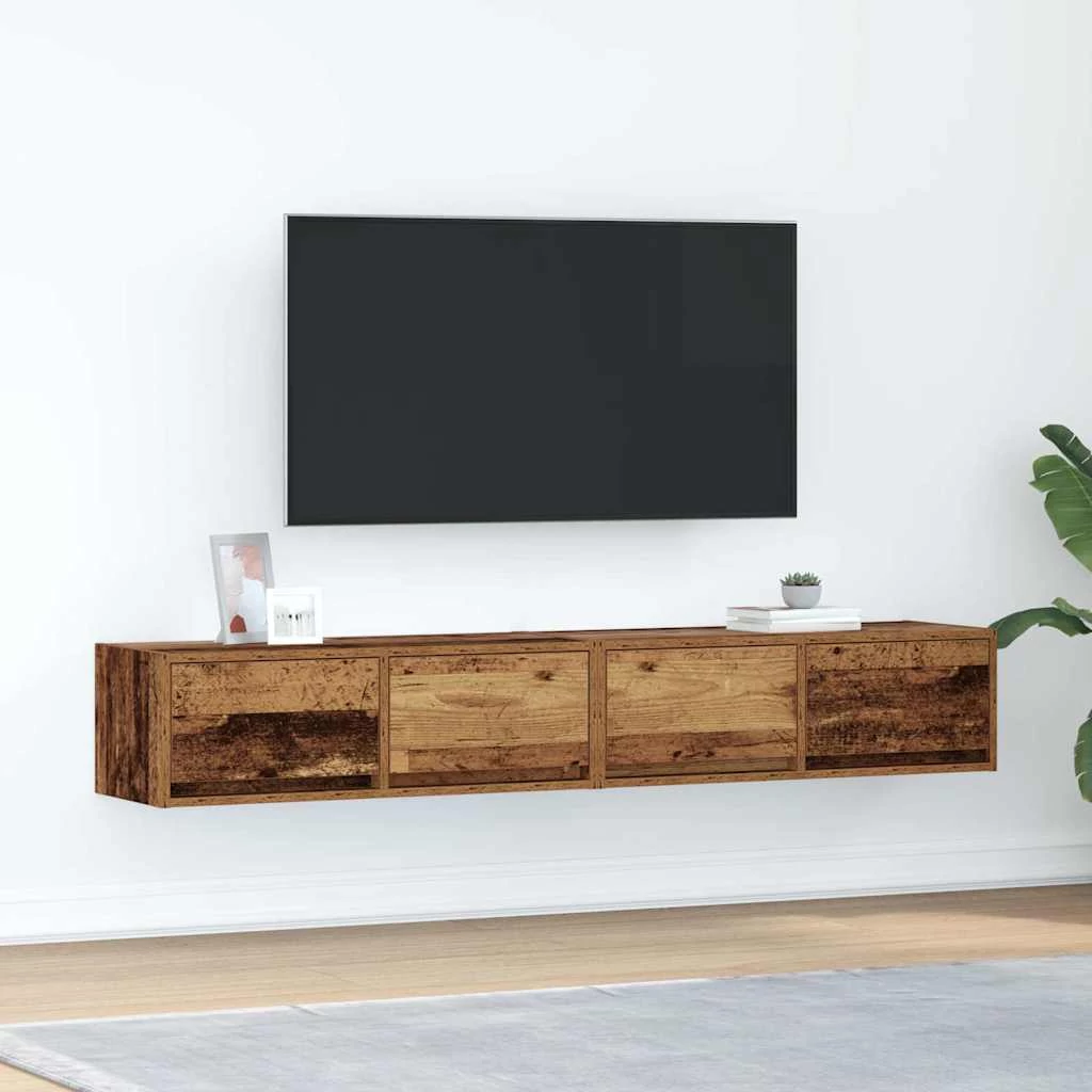 2 db antik fa szerelt fa fali TV-szekrény 80x31x25,5 cm