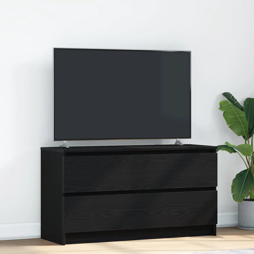Fekete szerelt fa TV-szekrény 100x35x54 cm