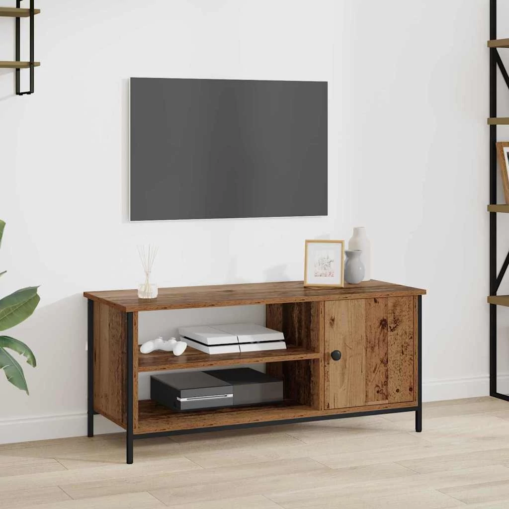 TV szekrény polcokkal tárolóval ajtóval Régi fa 100 x 40 x 45 cm Faanyag