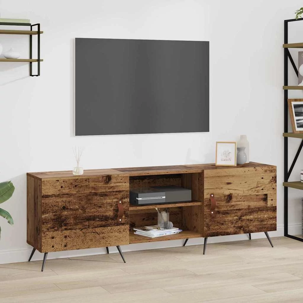 TV szekrény polcokkal tárolóval ajtóval Régi fa 150 x 30 x 50 cm Faanyag