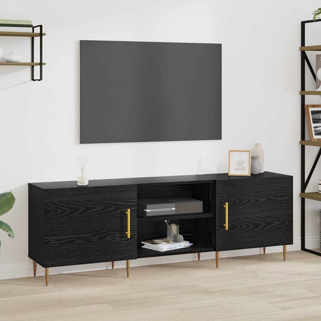 TV szekrény polcokkal tárolóval ajtóval Musta tammi 150 x 30 x 50 cm Faanyag