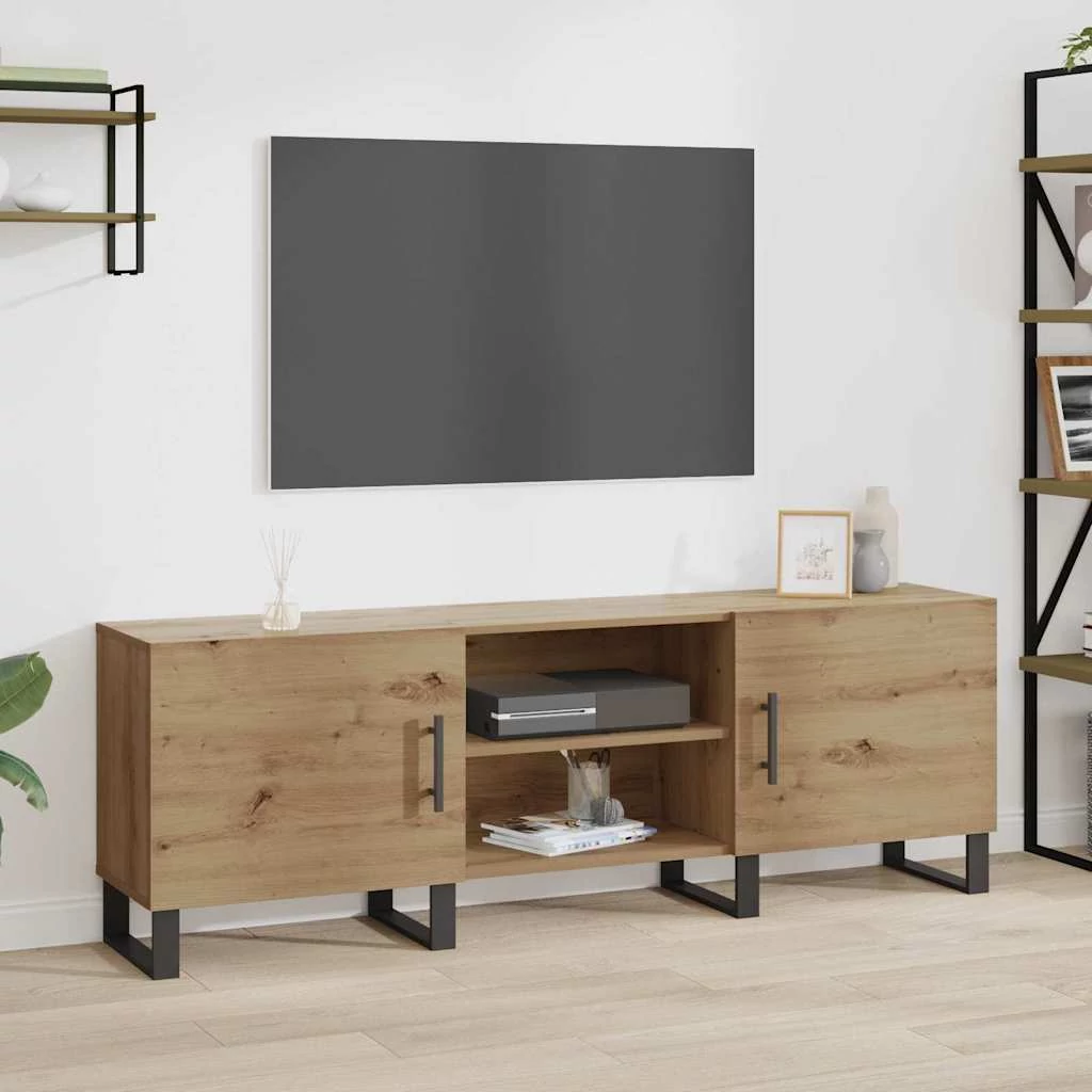 TV szekrény polcokkal tárolóval ajtóval 150 x 30 x 50 cm Faanyag